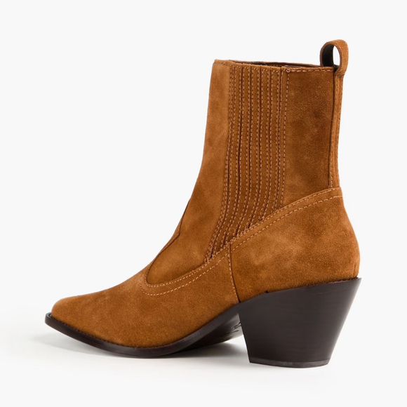 NIB Tory Burch Women's Western Ankle Boots Camel Brown Suede $458 - Size 7.5 M - Picture 5 of 14